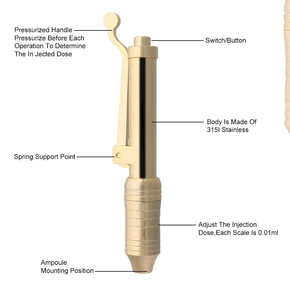 Регулируемая ручка с гиалуроновой кислотой высокого давления для защиты от морщин/подъема губ инъекции гиалурона пистолет распылитель гиалуроновая ручка пистолеты