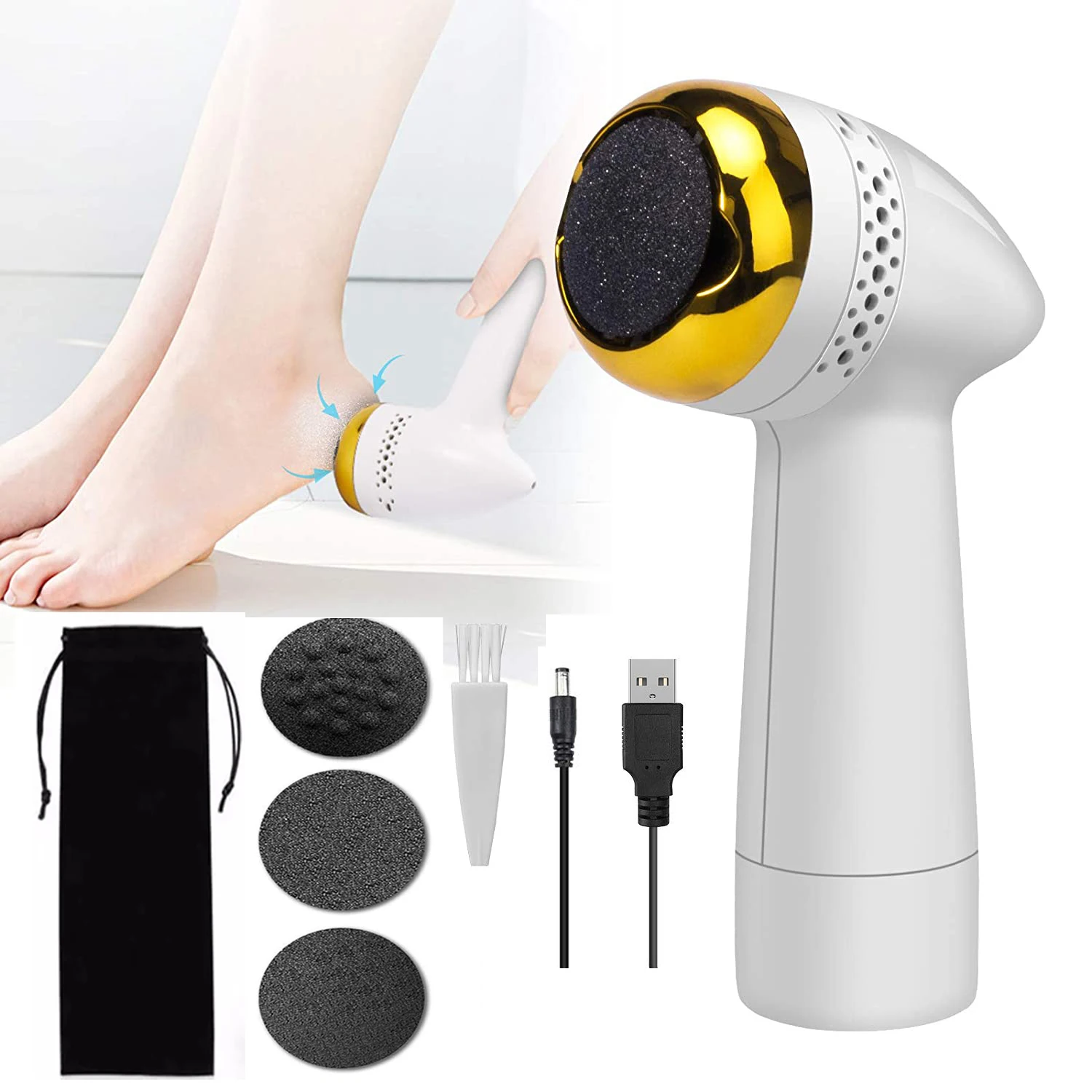 

New Electric Foot Files Vacuum Pedicure Tools Dead Skin Callus Remover USB Foot Grinde Absorbing Machine Portable Foot Care Tool