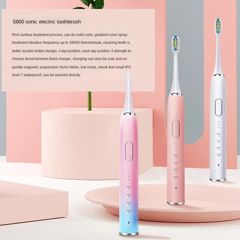 Electric Toothbrush S800 Ultrasonic Sonic toothbrush USB Charging IPX7 Waterproof extra brushes head Electric Toothbrush S800 Ultrasonic Sonic toothbrush USB Charging IPX7 Waterproof extra brushes head