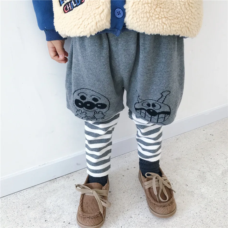 Tonytaobaby/новая осенне-зимняя одежда для мальчиков и девочек; детская одежда; полосатые хлопковые брюки для мальчиков