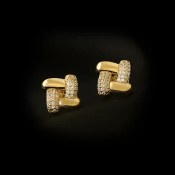 Simple Gold Geometric Elements Metal Zircon Earrings For Woman 2020 New Fashion Korean Jewelry Luxury Party Exquisite Earring