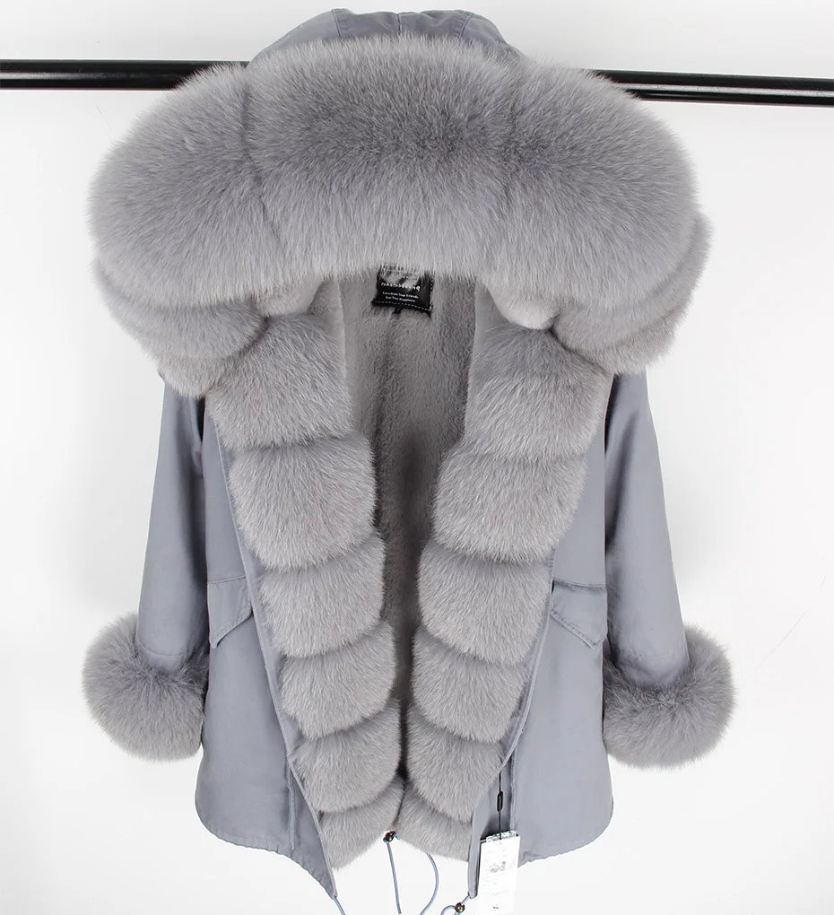 Новинка, Длинная зимняя куртка, женская верхняя одежда, толстые парки, настоящая теплая подкладка из лисьего меха, енот, натуральный мех, воротник, пальто с капюшоном - Цвет: faux fur liner
