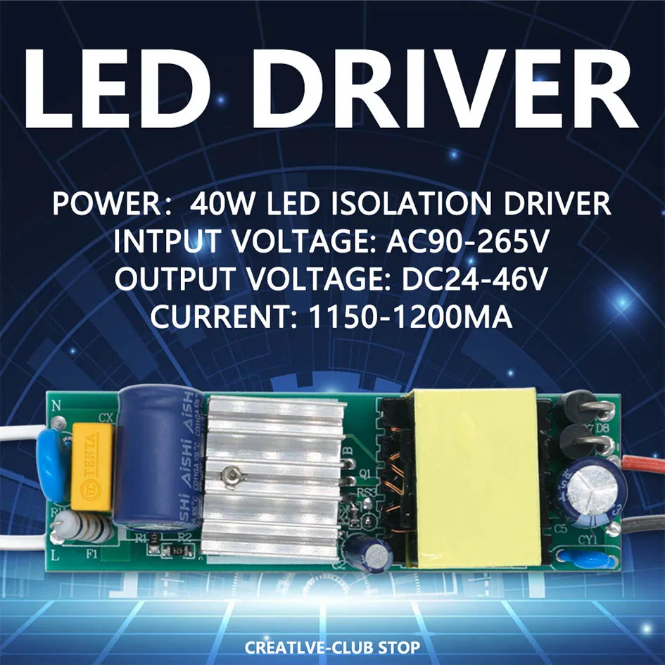 LED-Treiber ohne Flimmern, 40 W, 50 W, DC24–46 V, Netzteil, Konstantstromsteuerung, Beleuchtungstransformator, Bare Board für LED-Diodenlampen – Detail 5