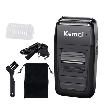 

KEMEI Reciprocating Electric Razor Portable Household Beard Trimmer Rechargeable With Double Knife Head,Electric Shaver For Men