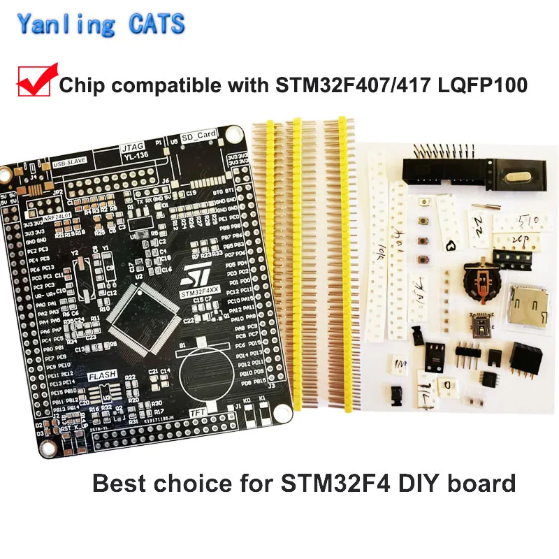 STM32F4 Empty Development Board Kit DIY Welding Arm Cortex M4 for MCU STM32F407VET6 STM32F417VEVGT6 LQFP100 Pin 1PCS YL-136 afbeelding