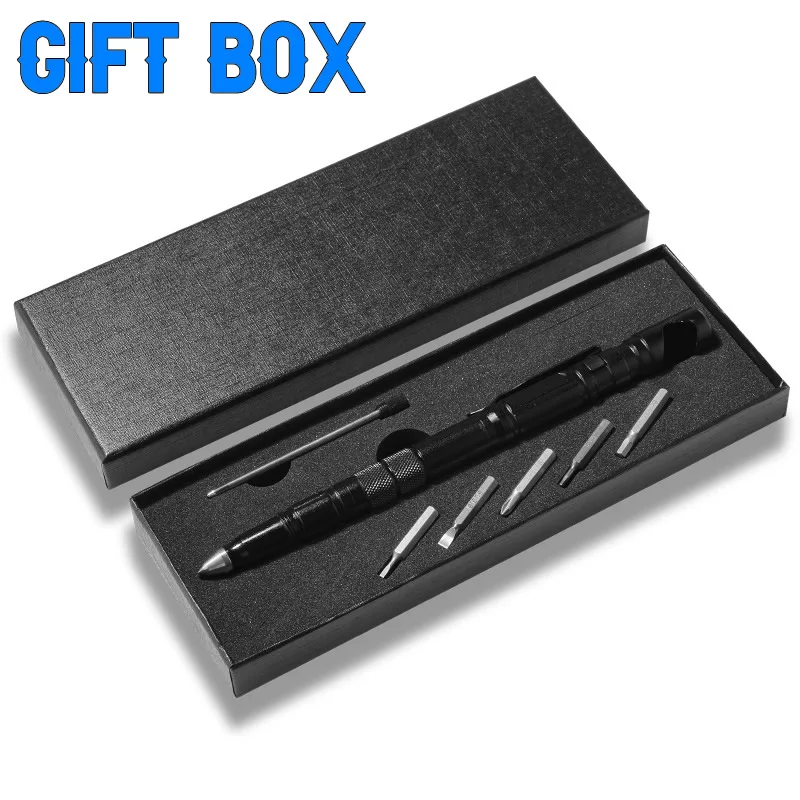휴대용 전술 펜 스크루 드라이버 다기능 자기 방어 비즈니스 펜, 비상 유리 브레이커, 야외 EDC 도구 선물