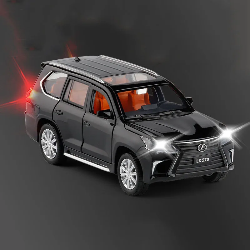 1/32 LX570 модель автомобиля из сплава, литая под давлением металлическая игрушка, автомобильный звуковой светильник, 6 открывающихся дверей, игрушки для детей, подарок