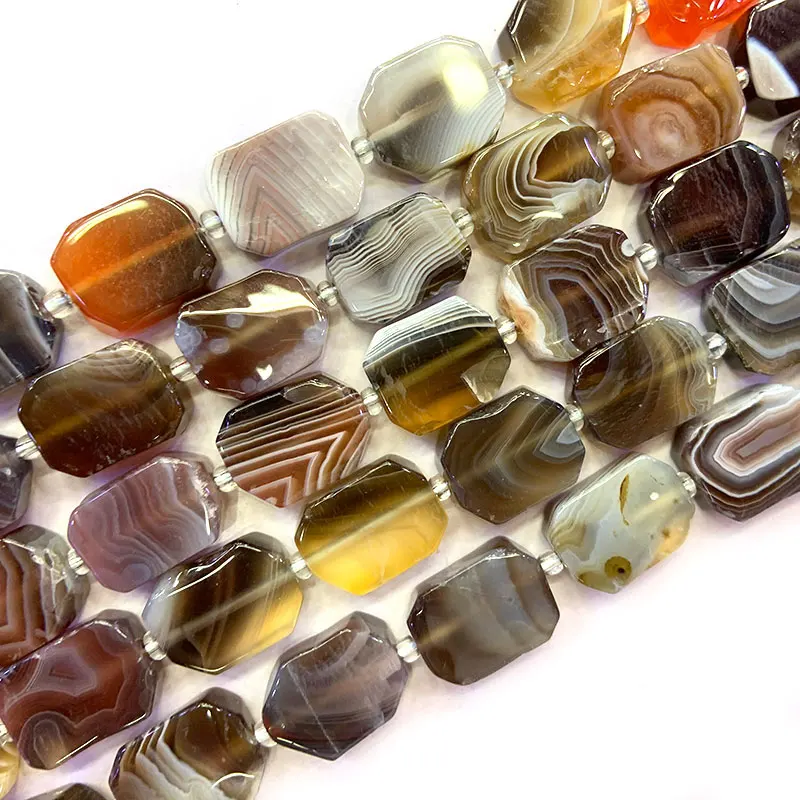 12x16mm Natural Botswana Agate Beads DIY Freeform Geometric Loose Stone Beads For Jewelry Making Beads Necklace Women Gift