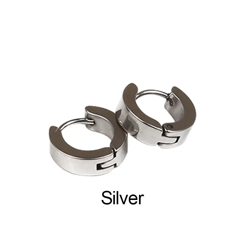 Новинка, маленькие серьги-кольца в стиле рок, серебряные, золотые, нержавеющая сталь, серьги-кольца, унисекс, металлическое покрытие, серьги-клипсы, круглые серьги - Окраска металла: Silver