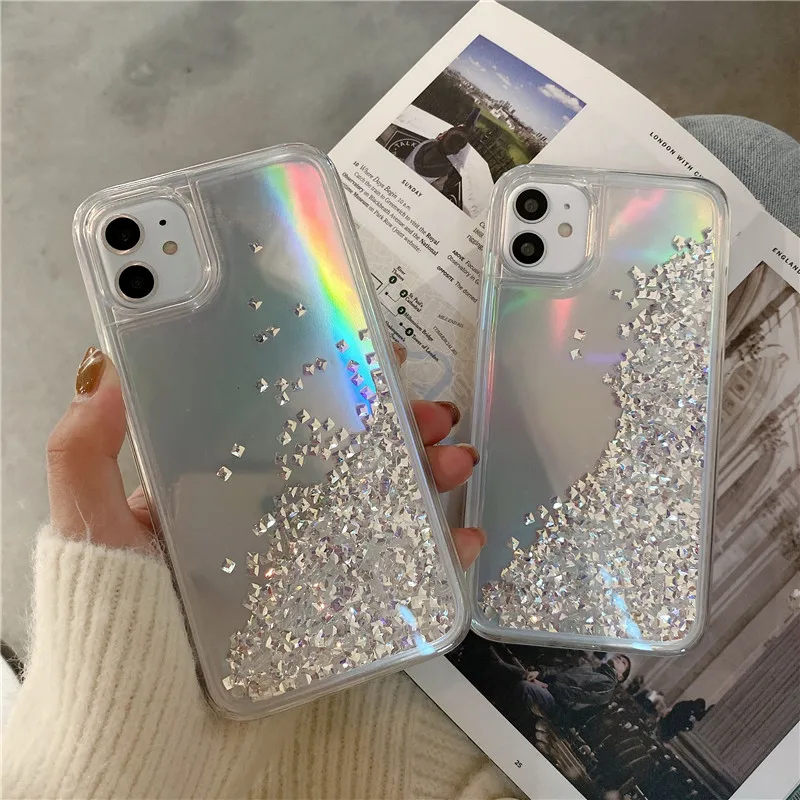 Чехол для Телефона iphone 12 11 pro max 12mini XS MAX X XR 7 8 6S 6 Plus SE2 блестящий прозрачный чехол с
