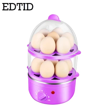 

EDTID Egg Boiler Cookers Multi-function Electric Double Egg Cooker Egg Steamer 14 Egg Capacity Breakfast Machine With Timer EU