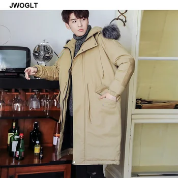 

Winter Warm Parka Men's Solid Jacket Thick Keep Warm Hooded Coat X-Long Jackets Fur Collar Windproof Padded Coat Fashion Men
