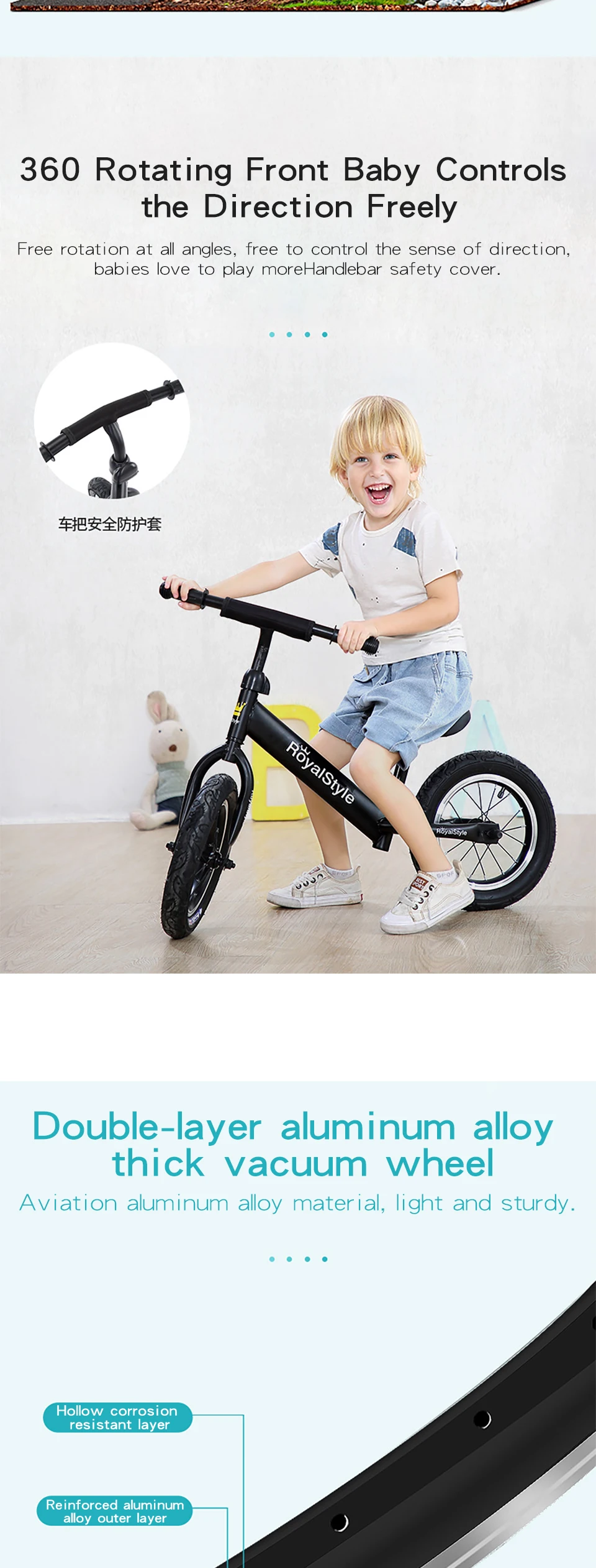 Aluminum Balance Bike for Kids and Toddlers No Pedal Sport Training Bicycle
