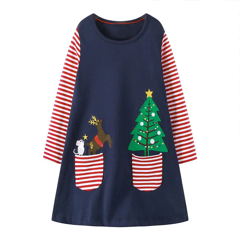Платье для маленьких девочек; Рождественский костюм; праздничные платья принцессы; одежда для детей; Хлопковое платье с длинными рукавами и рисунком единорога; одежда для маленьких девочек - Цвет: REJM7765