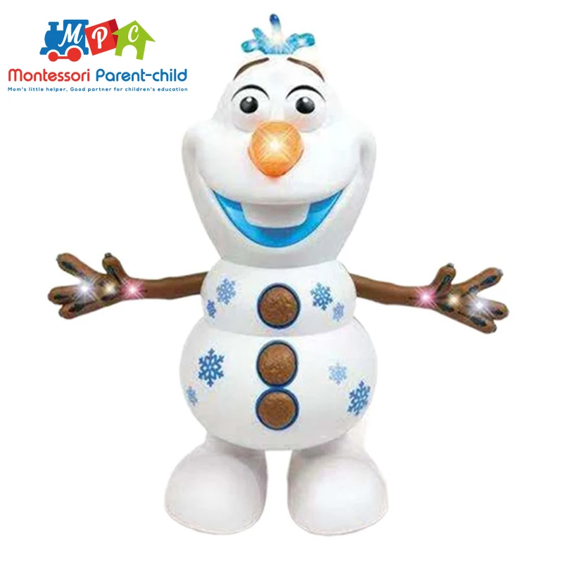 Bailando muñeco de nieve Olaf Robot con Led linterna musical eléctrico modelo de figura de acción de juguete Animatronics estatuilla