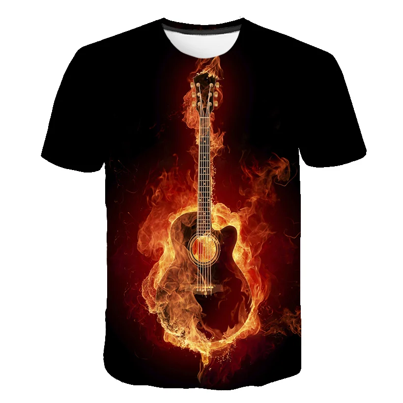 3D enfants T-Shirt bébé Vintage graphique musique nouveauté Da Vinci guitare drôle rock band garçons T-Shirt vêtements pour enfants vêtements hauts