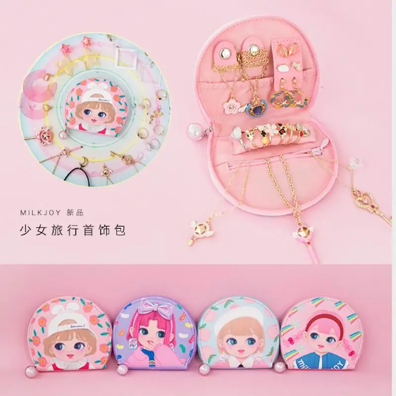 

Bentoy Girls Cosmetic Case Candy Girl Peach Flower Jewellery bag Women Cute Korea Japan Jewelry Pouches Milkjoy Necklace Bag Box