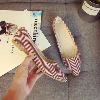 

Women Flats Shoes Striped Pointed Toe Shallow Casual Loafers Knot Slip On Ladies Comfort Fashion New Female Loafers Autumn