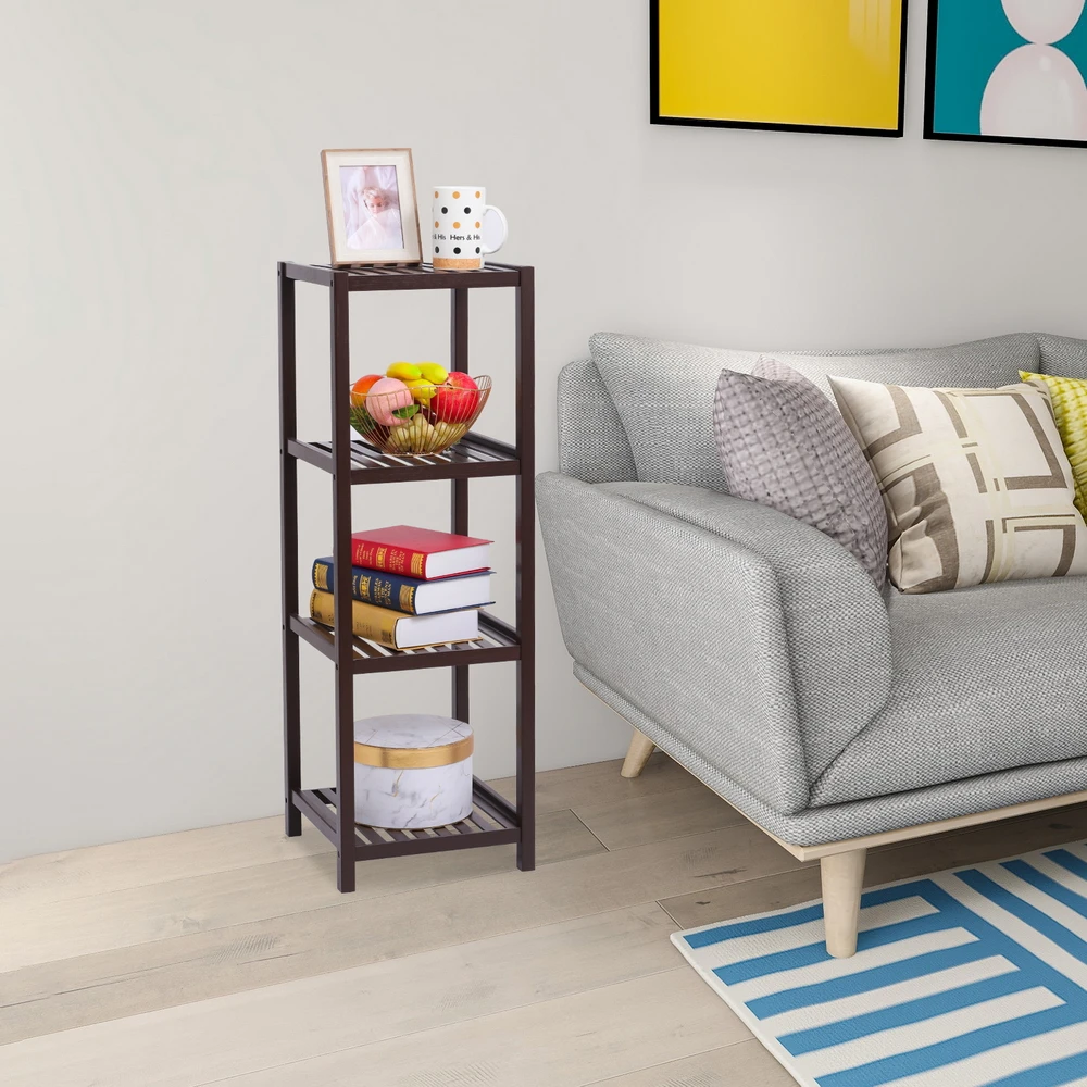 

Полка для ванной из 100% бамбука, два цвета, 4-ярусная, многофункциональная, стеллаж 33X33X98 см, склад в США