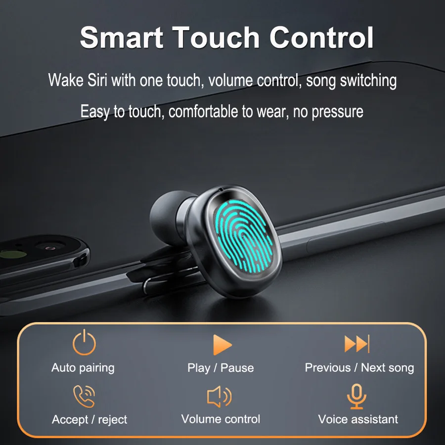 Bluetooth Headset Pull out Wireless Earphone TWS True Stereo with Microphone Metal Matte Touch Music with Charging Boxmicrophone