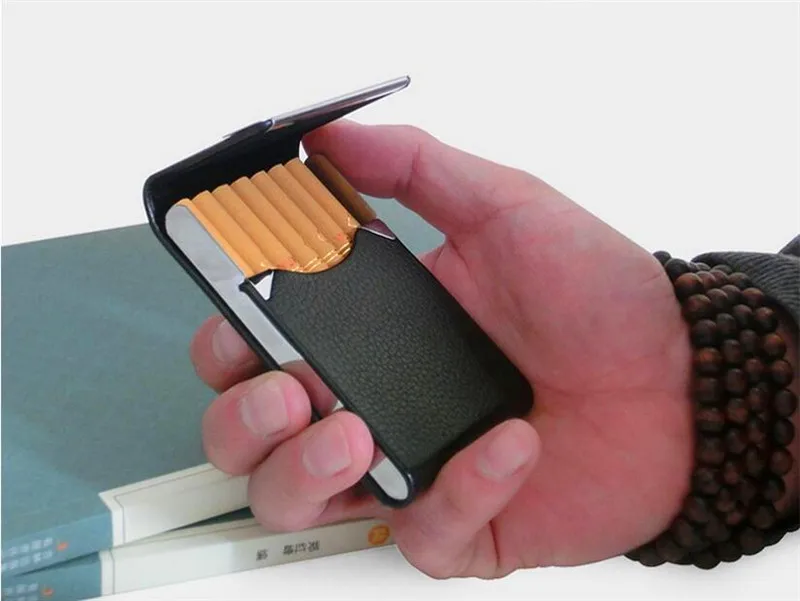 Портативный чехол для сигарет Магнитный карт из ПУ и нержавеющей стали коробка