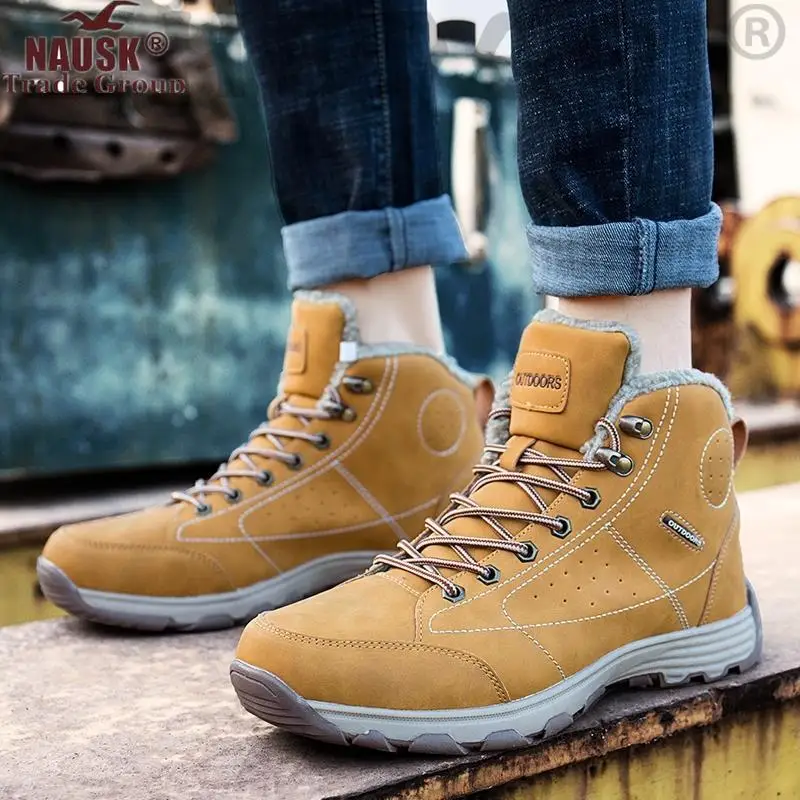 

NAUSK Winter Men Military Boot Combat Mens Chukka Plush Ankle Boot Tactical Big Size Army Boot Male Shoes Safety Motocycle Boots