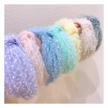 

Solid hair accessories women's princess wind gauze lace pleated wave point knotted headband headband girl hair band headwear