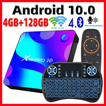 Decodificador de señal con Android 10, X88 PRO 10 Max, 4GB, 64GB, Rockchip RK3318, 4K, 60fps, USB 3,0, Google Play Store, Youtube, 2020 Dispositivo de TV inteligente
