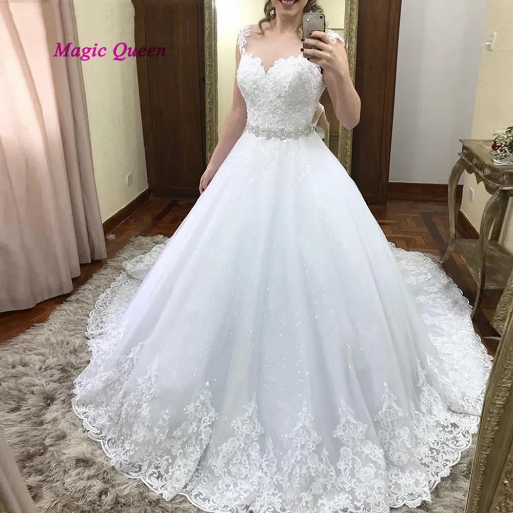 Sparky китайские свадебные платья кружевное винтажное на заказ свадебное платье Robe de mariage пояс со Стразами Круглый Вырез свадебные платья