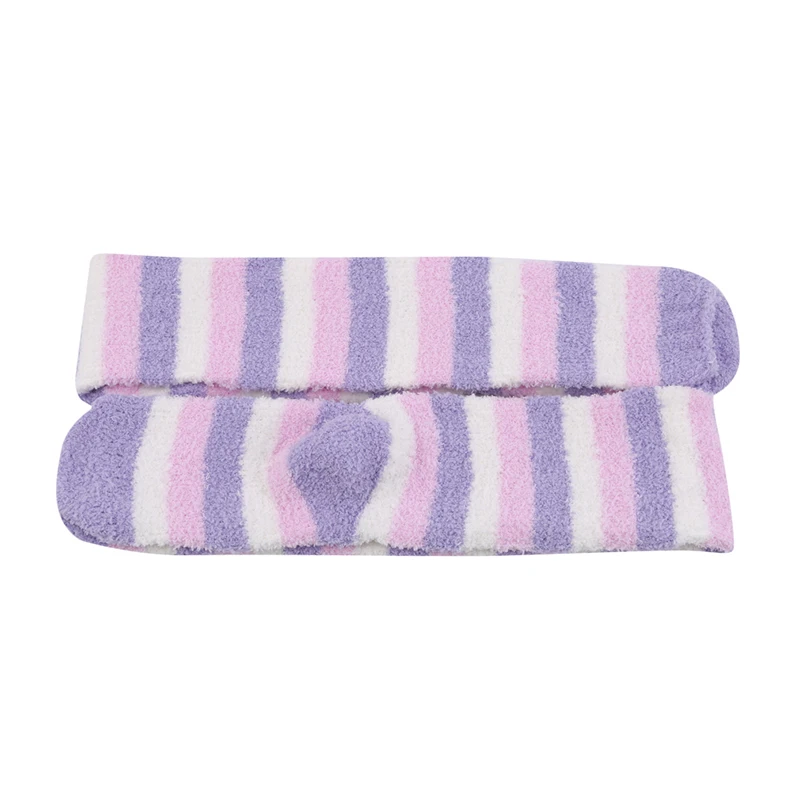Light purple Теплые длинные носки для девушек и женщин, полосатые чулки выше колена, теплые чулки, Рождественские Зимние носки - Цвет: Light purple
