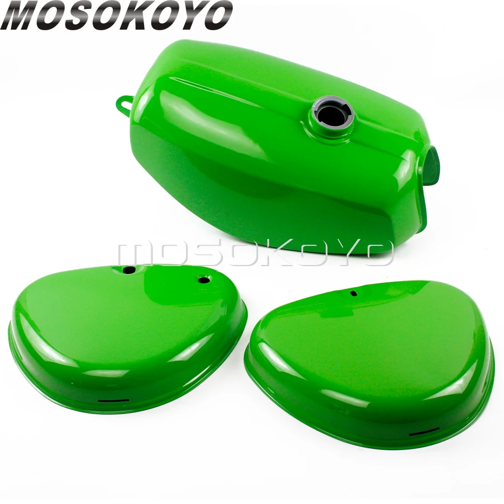 light green Retro Motorcycle Yellow Oil Fuel Tank with Right+ Left Side Cover Pad for Simson S50 S51 S70 all years (190830, 200655, 200200) - Цвет: light green