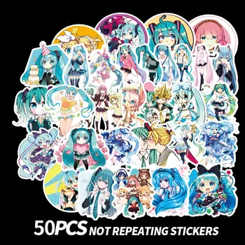 

50Pcs/New Hatsune Miku Cartoon Waterproof DIY Decals Sticker for Fridge Suitcase Stationery Developer Decor