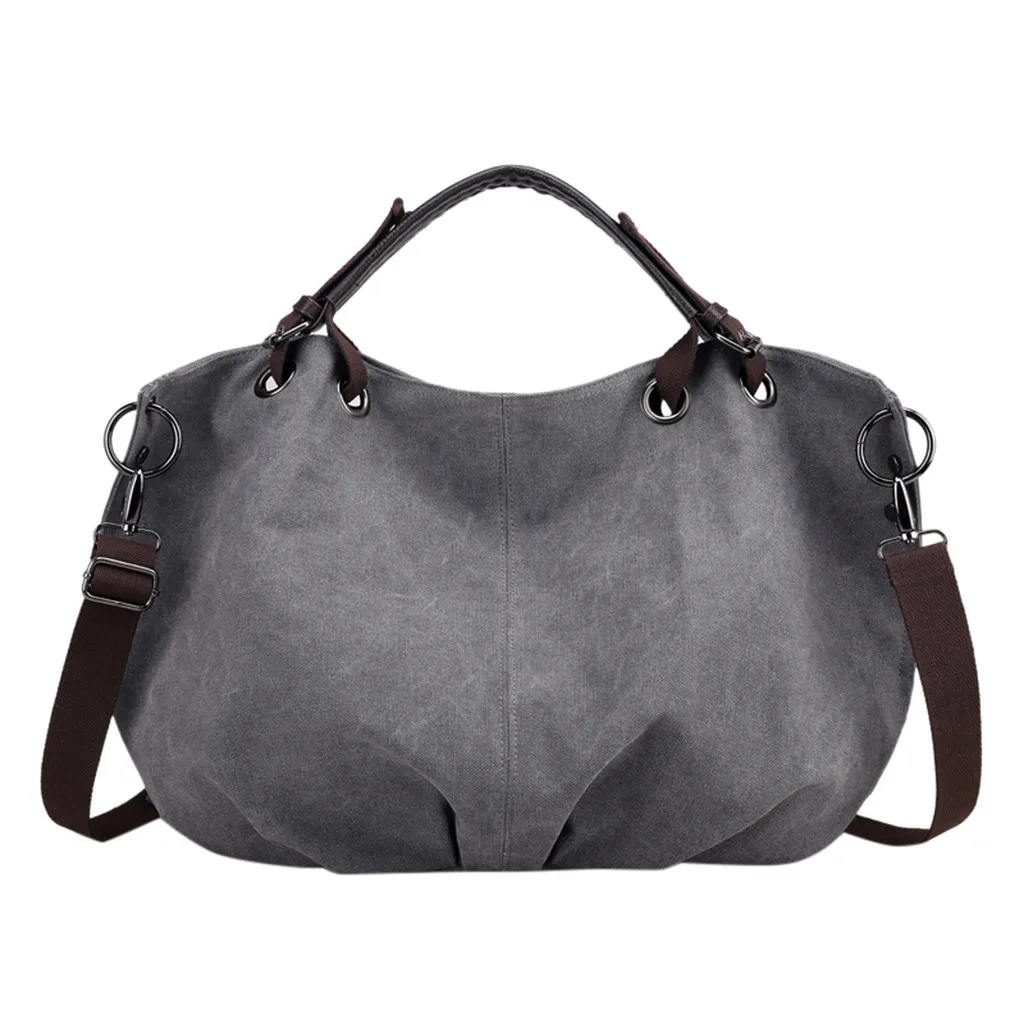 Модная женская сумка высокого качества многофункциональная Большая вместительная Холщовая Сумка на плечо дорожная сумка через плечо - Цвет: Серый