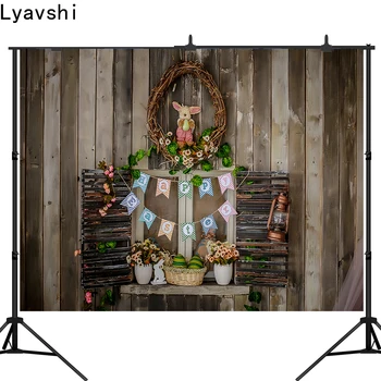 

Lyavshi Easter Photo Backgrounds Wooden Board Vintage Photography Backdrops Rabbit Eggs Window Light For Baby Photocall Newborn
