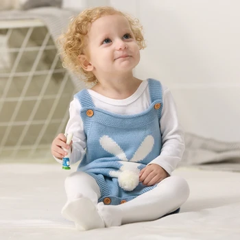 

Newborn Baby Cute Rabbit Pattern Knit Sling Romper