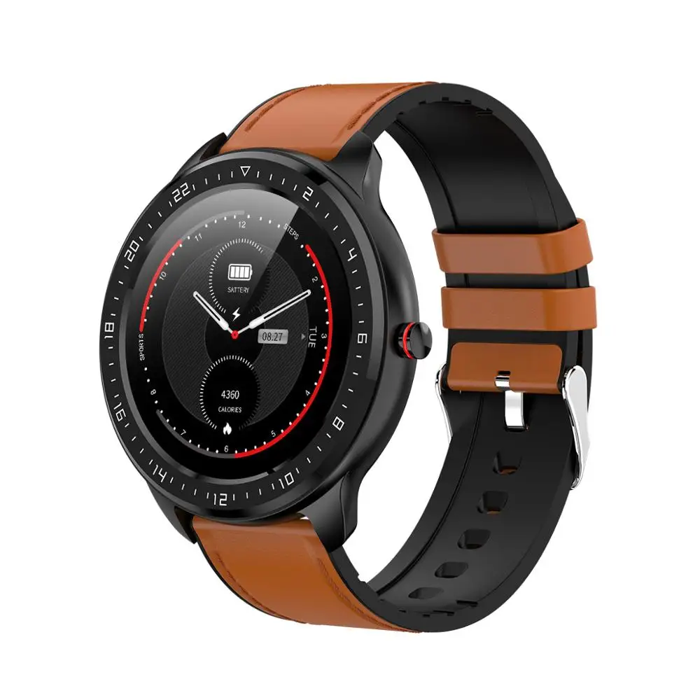 TimeOwner Bluetooth Смарт-часы спортивные фитнес-трекер мобильное уведомление Push пульсометр шагомер для iPhone samsung - Цвет: Brown Leather Strap
