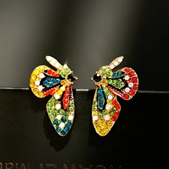 

2020 Fashion Butterfly Stud Earrings For Women Classic Animal Corful Rhinestones Party Accessory Girls Jewelry