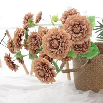 

3Heads/branch Dahlia silk Artificial Flowers Christmas Wedding Decoration flores Party Home decor wreath