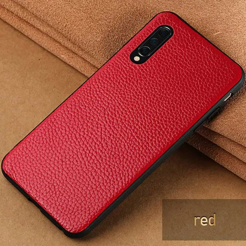 Красный Роскошный кожаный чехол для xiaomi mi 8 lite A2 A1 9T 9 SE чехол противоударный настоящая кожа задняя крышка для xiaomi redmi note 7 K20 чехол - Цвет: Красный