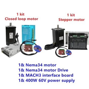

Free shipping ! Nema 34 Motor Kit: Closed loop motor/Stepper Motor+Hybrid Servo Driver+Power Supply+MACH3 Interface board