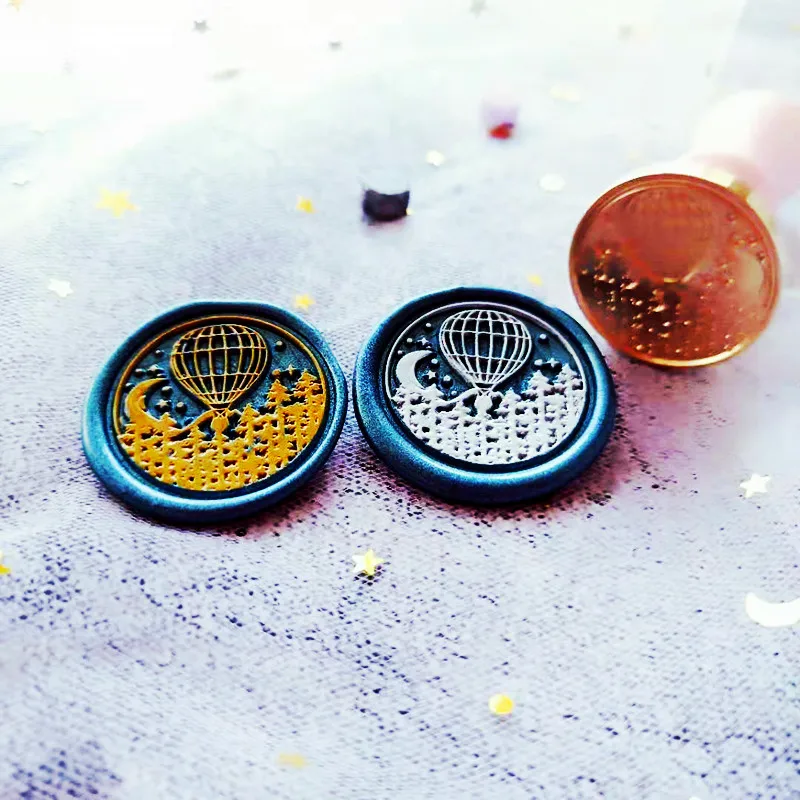 Moon stars на горячего воздуха штамп с изображением воздушного шара голова ретро