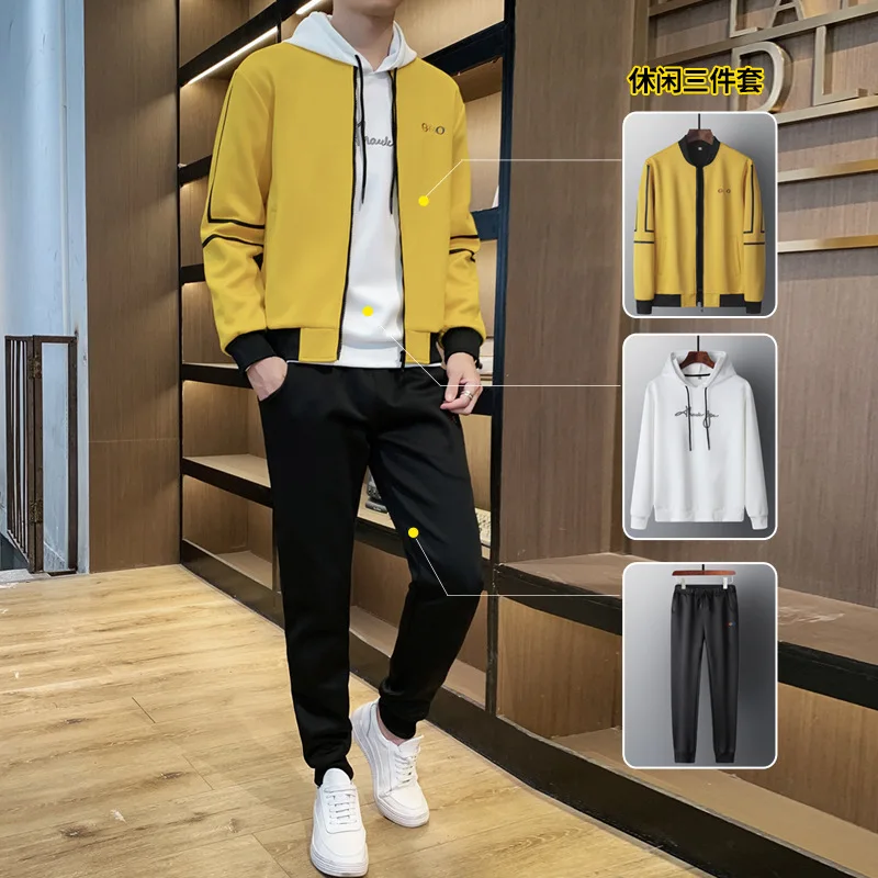 

2019 Men Three-piece Set-Autumn And Winter New Style Casual Sports Jackets Teenager Korean-style Trend of Fashion Set