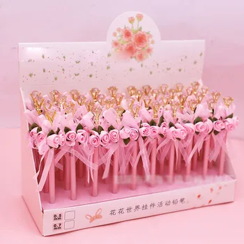 

40 pcs/lot Kawaii Diamond Rose Mechanical Pencil Cute Student Automatic Pen For Kid School Office Supply