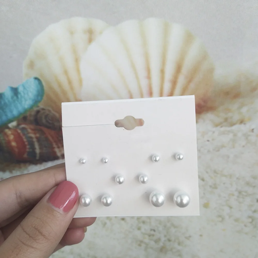 Japanese Korean Retro Big Pearl Earrings sizes white pearl Ear Studs Temperament Simple Personality Pendients For Women Jewelry | Украшения