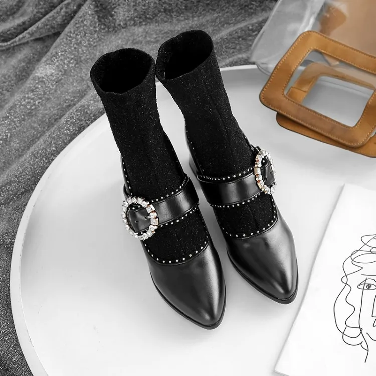 

Big Size 9 10 11 12 boots women shoes ankle boots for women ladies boots shoes woman winter Diamond decorative patchwork cloth