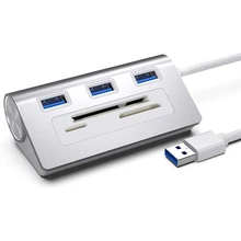 USB 3,0 кардридер ROCKETEK, алюминиевый концентратор с 3 портами USB 3,0, с TF, Micro-SD, CF кардридером для ПК и ноутбуков USB 3,0 кардридер ROCKETEK, алюминиевый концентратор с 3 портами USB 3,0, с TF, Micro-SD, CF кардридером для ПК и ноутбуков