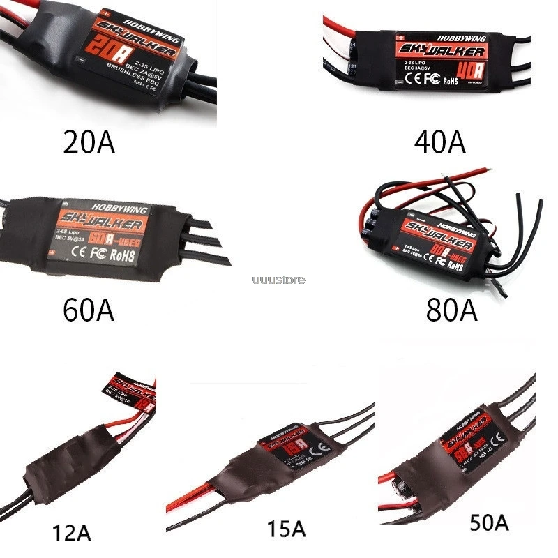 2021 NEW Hobbywing Skywalker 15A 20A 30A 40A 50A 60A 80A ESC Speed Controller With UBEC For RC Fix-wing Airplanes Fpv drone boat 5