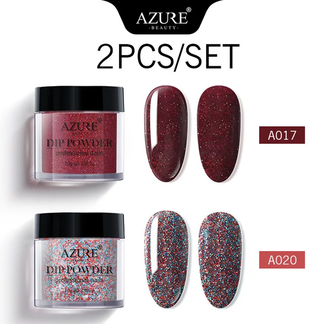25 Azure beauty, 2 шт./лот, блестящая пудра для нейл-арта, блестящая пудра для ногтей, долговечная пудра для ногтей, впитывающая основа, топ-активатор, пудра - Цвет: 25
