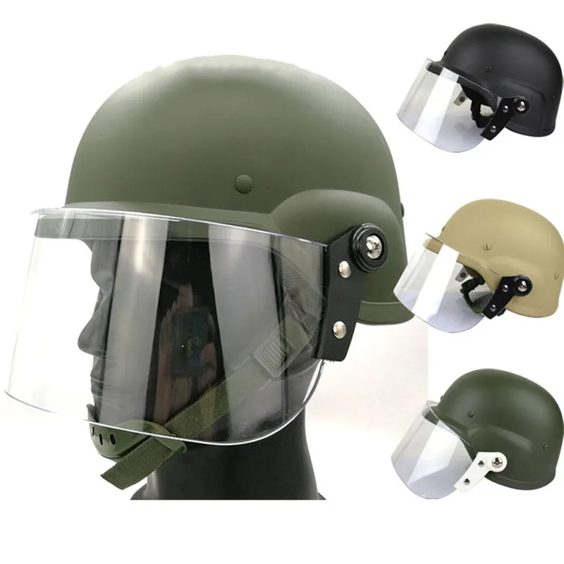 Anti-riot Helmet Military Fan Tactical Protection Self Defense Adult Transparent Protective Face Shield Wind-proof Safety | Безопасность