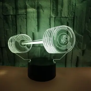 

3D Weightlifting LED Night Light Color Changeable Table Lamp Methacrylate plate children nightlight Lamparas